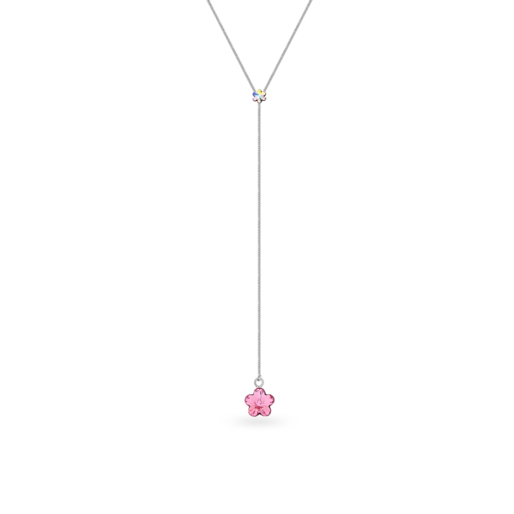 Náhrdelník se Swarovski Elements květinka AB + Light Rose