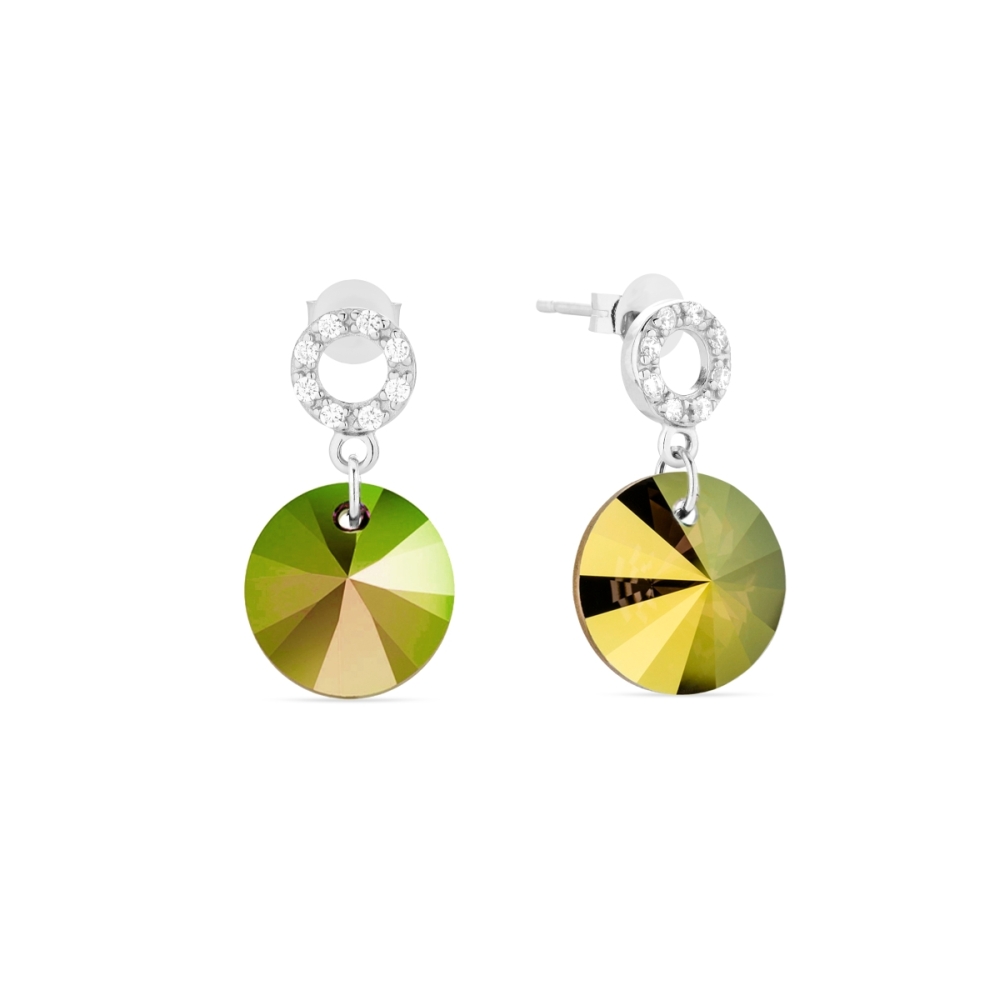 Levně Náušnice se Swarovski Elements penízek Iridescent Green