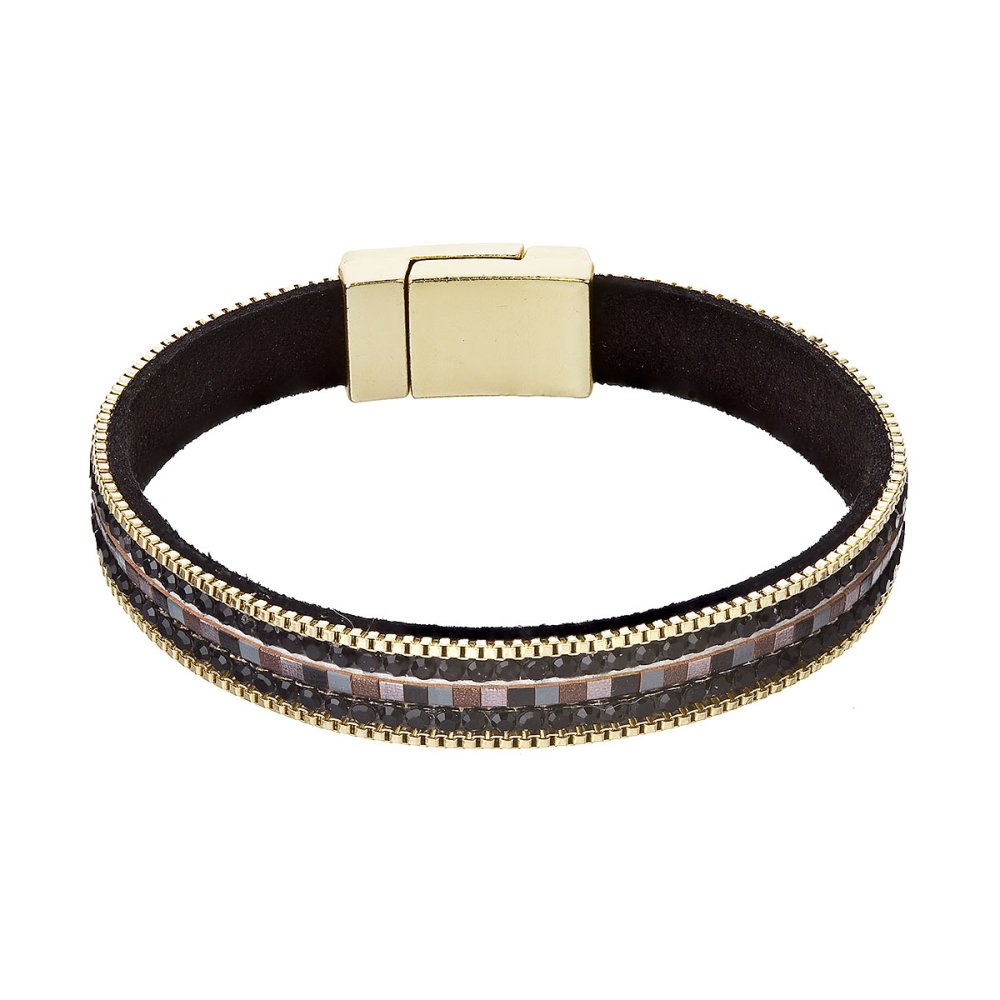 Levně Náramek černý textilní 53008.3 black