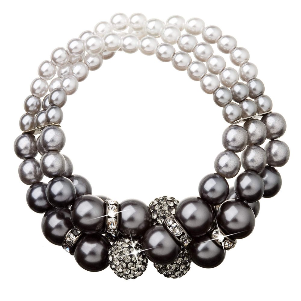 Levně Náramek šedý se Swarovski Elements trojitý 33064.3 Grey