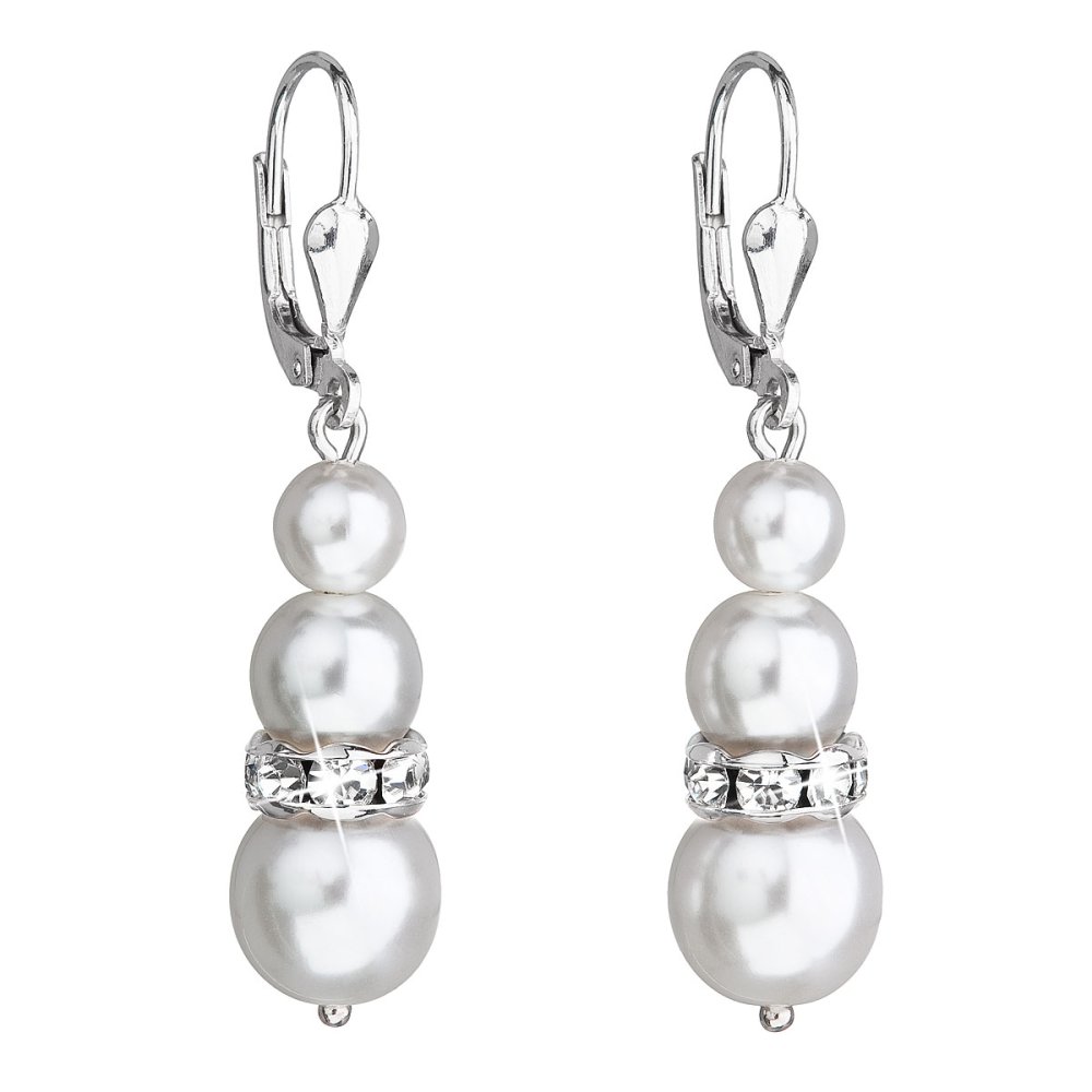 Levně Náušnice se Swarovski Elements 31150.1 bílá perla