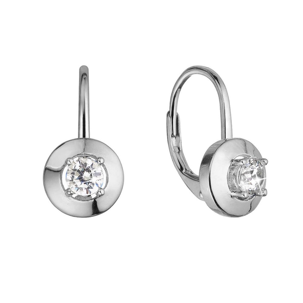 Levně Stříbrné náušnice s bílým zirkonem 11510.1 crystal