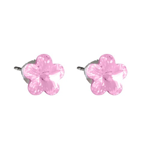 Náušnice se Swarovski Elements tvar květinka 10mm, pecky, světle růžové, 713856lt.rose