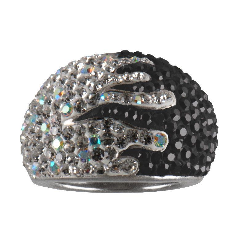 Prsten se Swarovski Elements Krystal + Jet 56