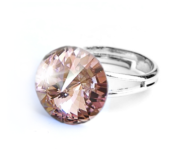 Prsten světle růžový Rivoli se Swarovski Elements Light Rose 12 mm
