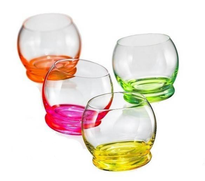 Levně Sada 4 ks houpacích sklenic Crazy Neon barevné 390 ml