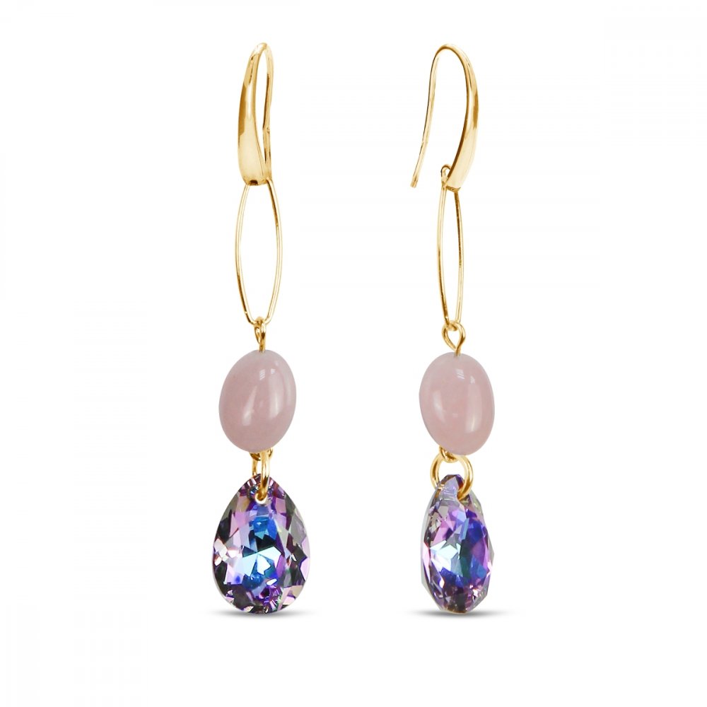Stříbrné pozlacené náušnice fialové Sassolino KWG6433VL10MIX Vitrail Light