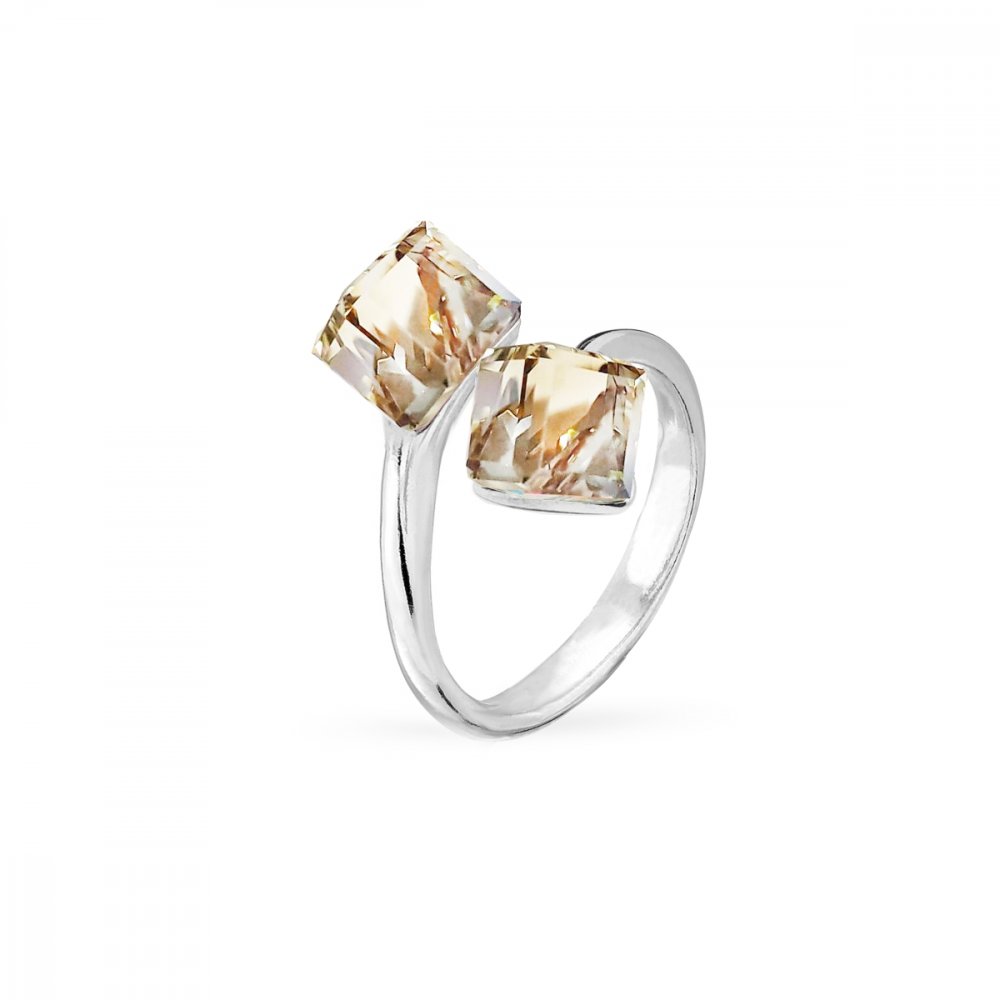 Prsten zlatá kostka se Swarovski Elements Cube P48416PGS Gold Shadow 6 mm