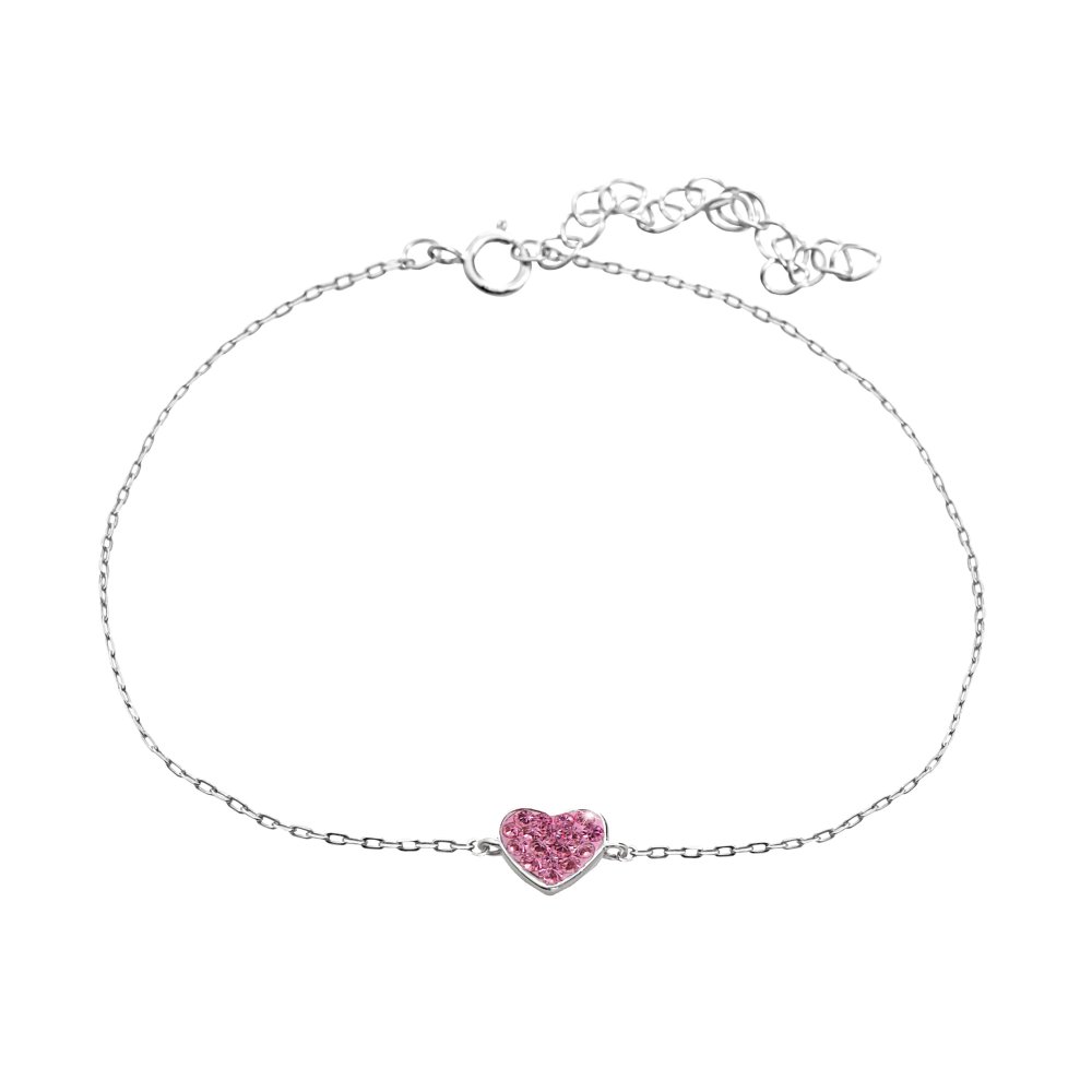 Náramek růžový se Swarovski Elements Srdce Rose
