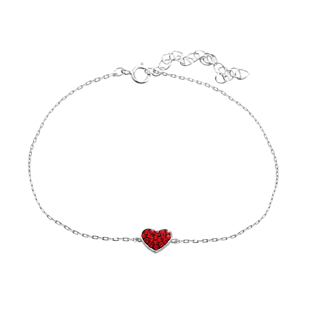 Náramek červený se Swarovski Elements Srdce Siam