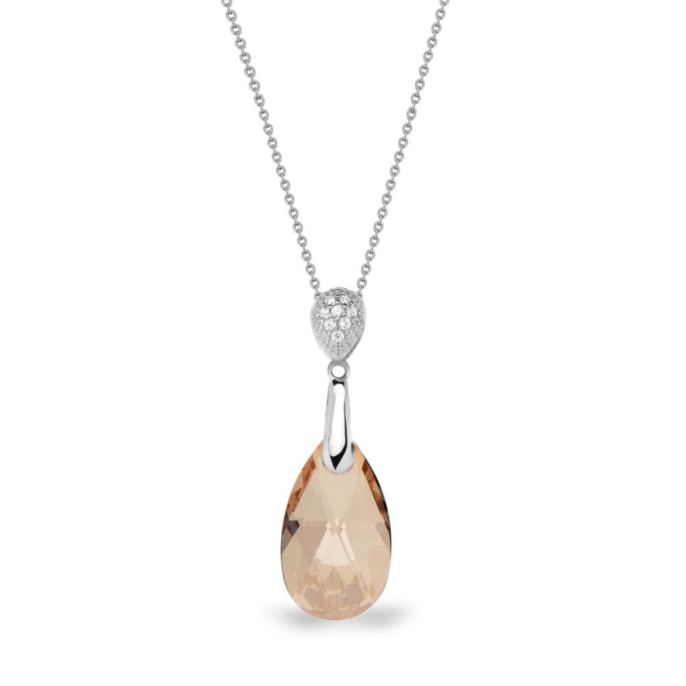 Stříbrný náhrdelník se Swarovski Elements zlatá kapka Dainty Drop N610616GS Gold Shadow