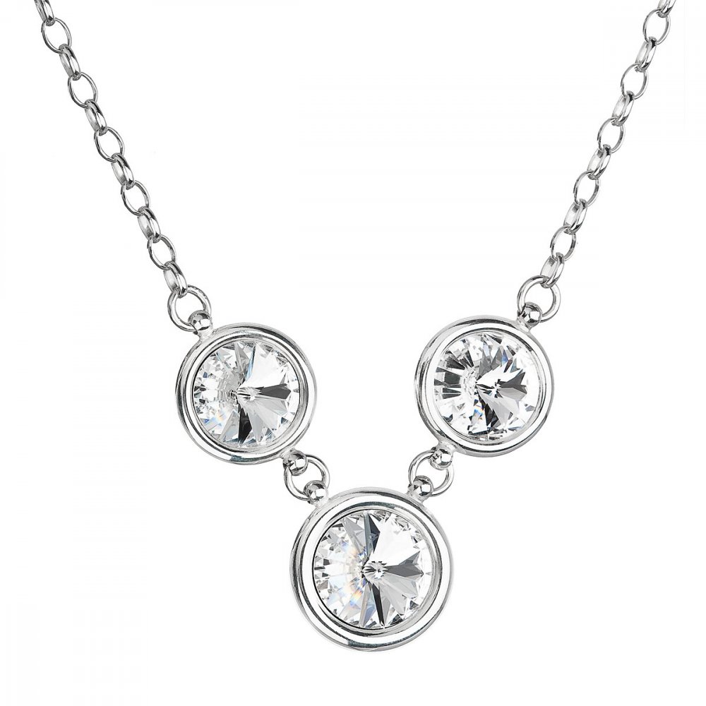 Stříbrný náhrdelník se Swarovski krystaly kulatý 32033.1 bílý