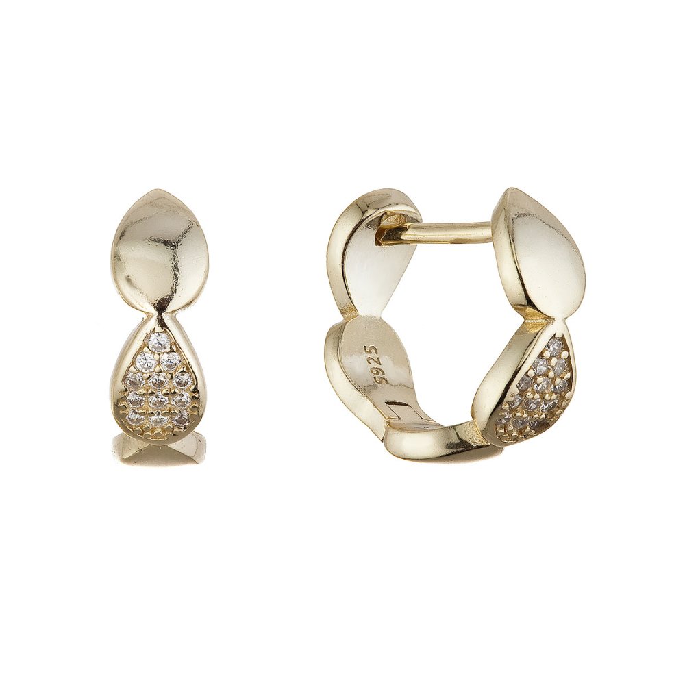 Pozlacené stříbrné náušnice tvarované kruhy 11614.1