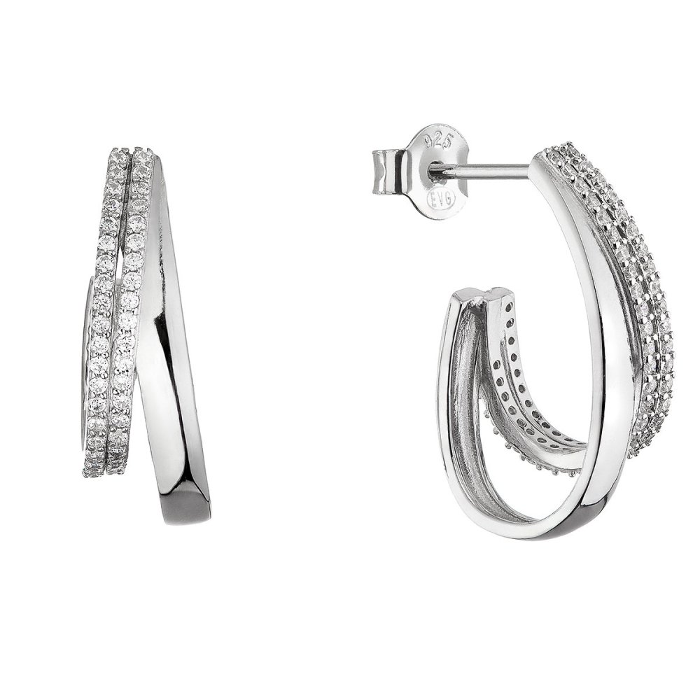 Stříbrné dvojité kruhy se zirkony 11773.1