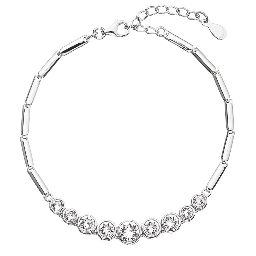 Levně Stříbrný náramek se Swarovski krystaly bílý 33111.1 Krystal