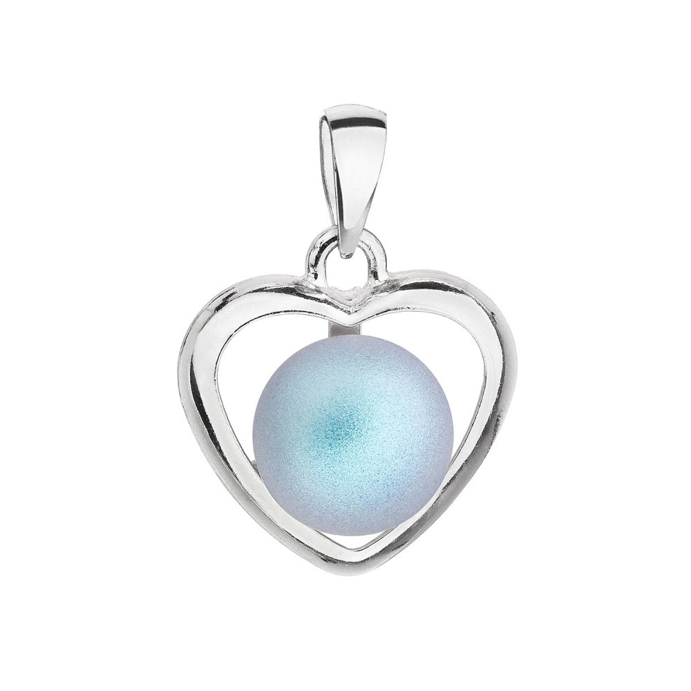 Stříbrný přívěsek se světle modrou matnou perlou srdce 34246.3 Light Blue