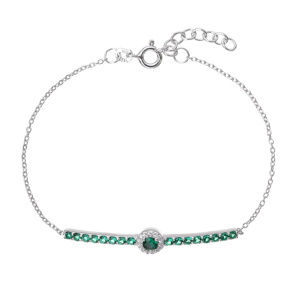 Stříbrný náramek se zelenými zirkony 13116.3 emerald