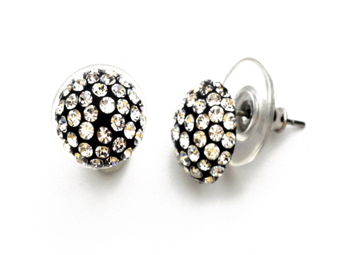 Náušnice se Swarovski Elements polokulička Jet 10 mm