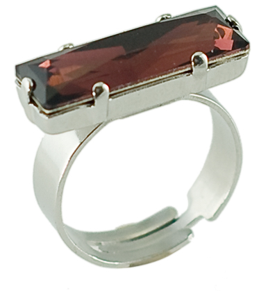 Prsten se Swarovski Elements obdélník Bordó