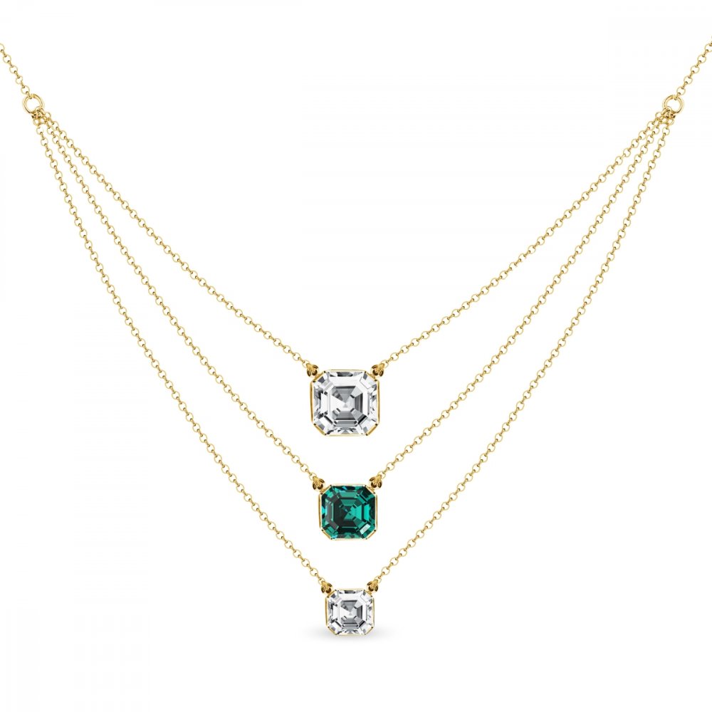 Levně Náhrdelník zelený se Swarovski Elements Imperial Trio NKG3ROLO4480CEM Emerald