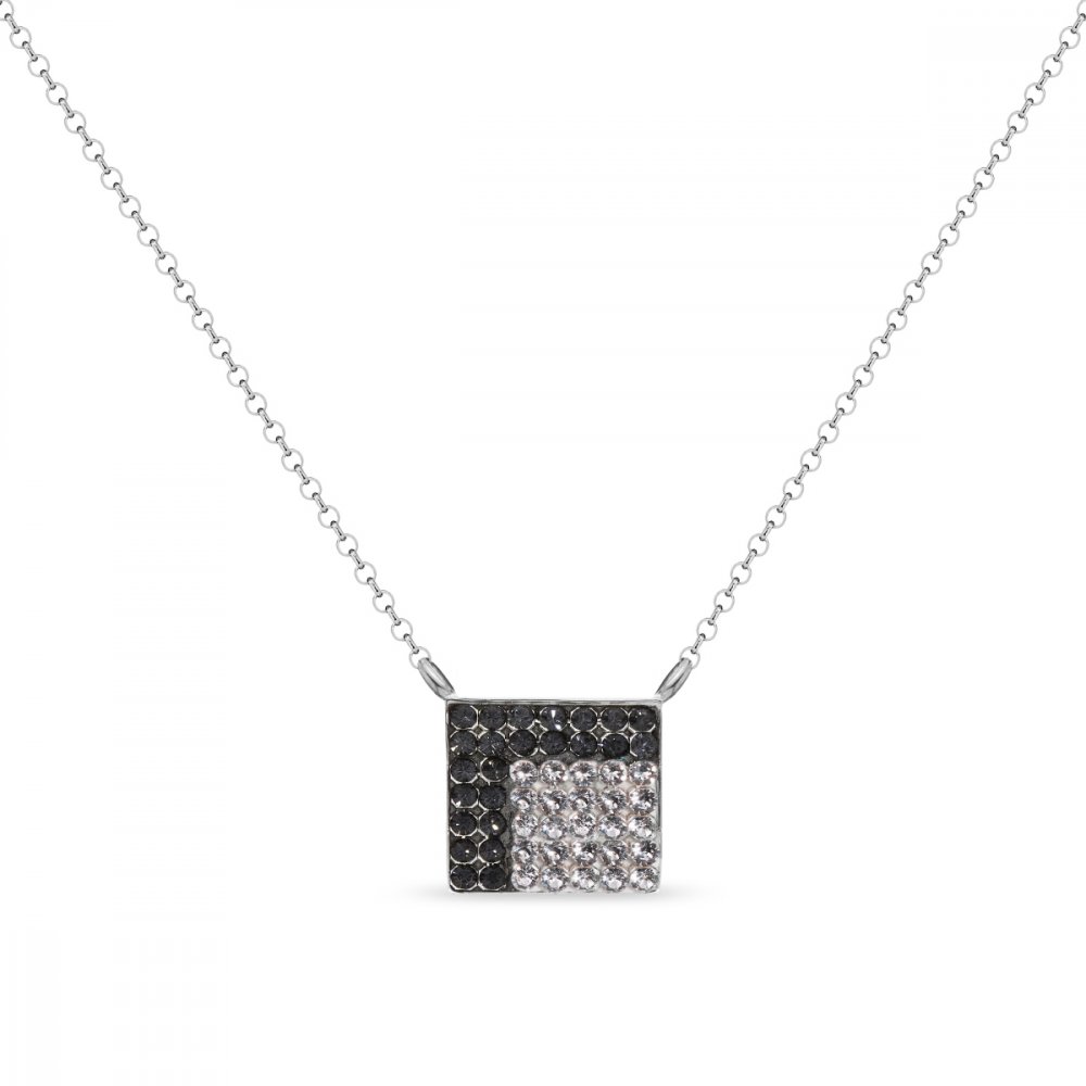 Levně Náhrdelník šedý se Swarovski Elements Kingdom NNFM7SNC Silver Night