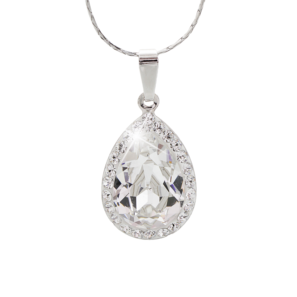 Náhrdelník čirý se Swarovski Elements Kapka Krystal