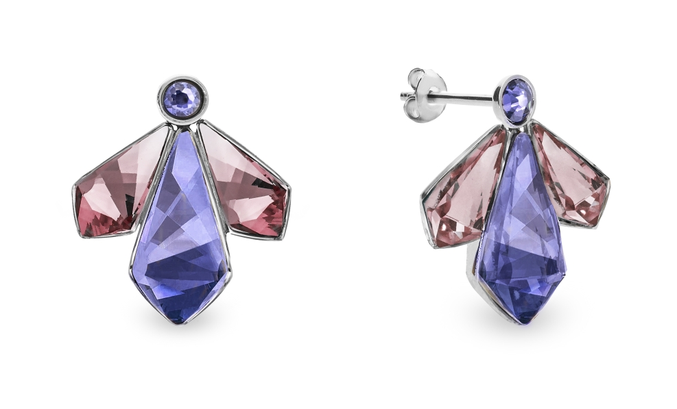 Náušnice fialové se Swarovski Elements Falena KDF47313TAAP Tanzanite