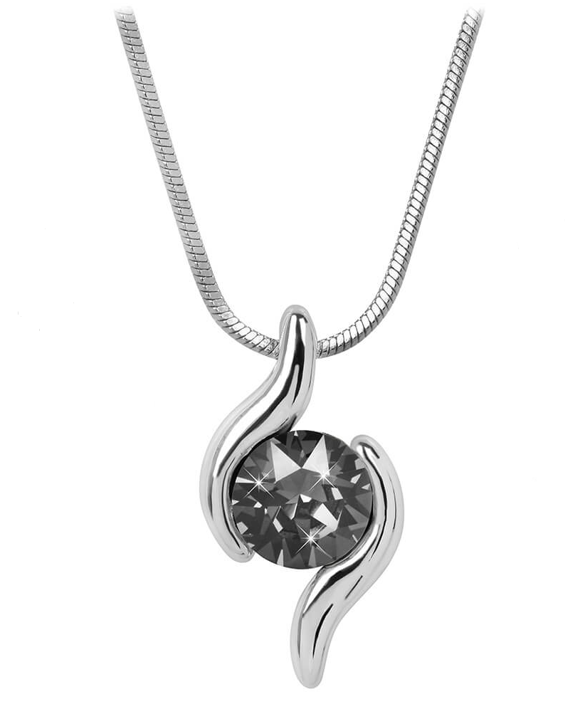 Náhrdelník se Swarovski Elements stříbrno šedá vlnka Silver Night