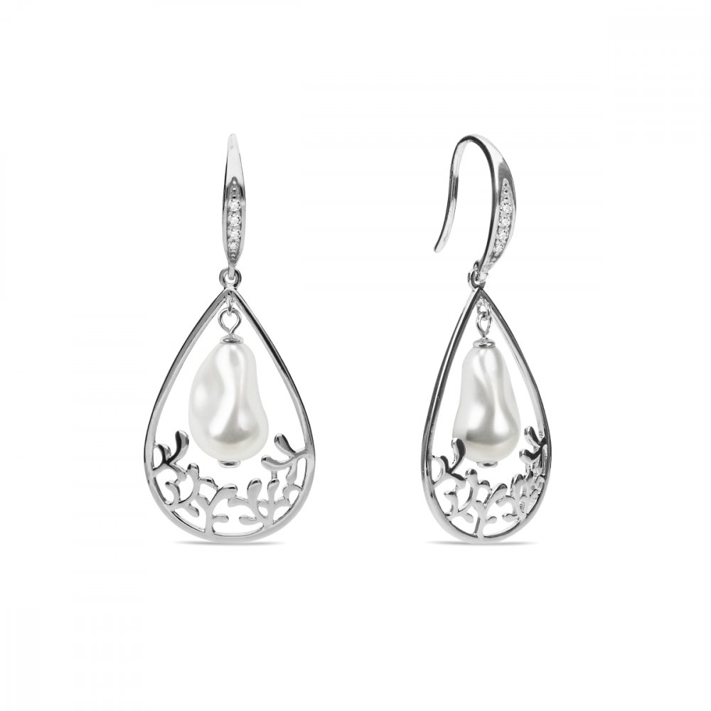 Levně Stříbrné náušnice bílé perlové Caresse KWF584312W White Pearl