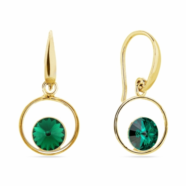 Náušnice zelené se Swarovski Elements Fame KWOMG1122SS29EM Emerald