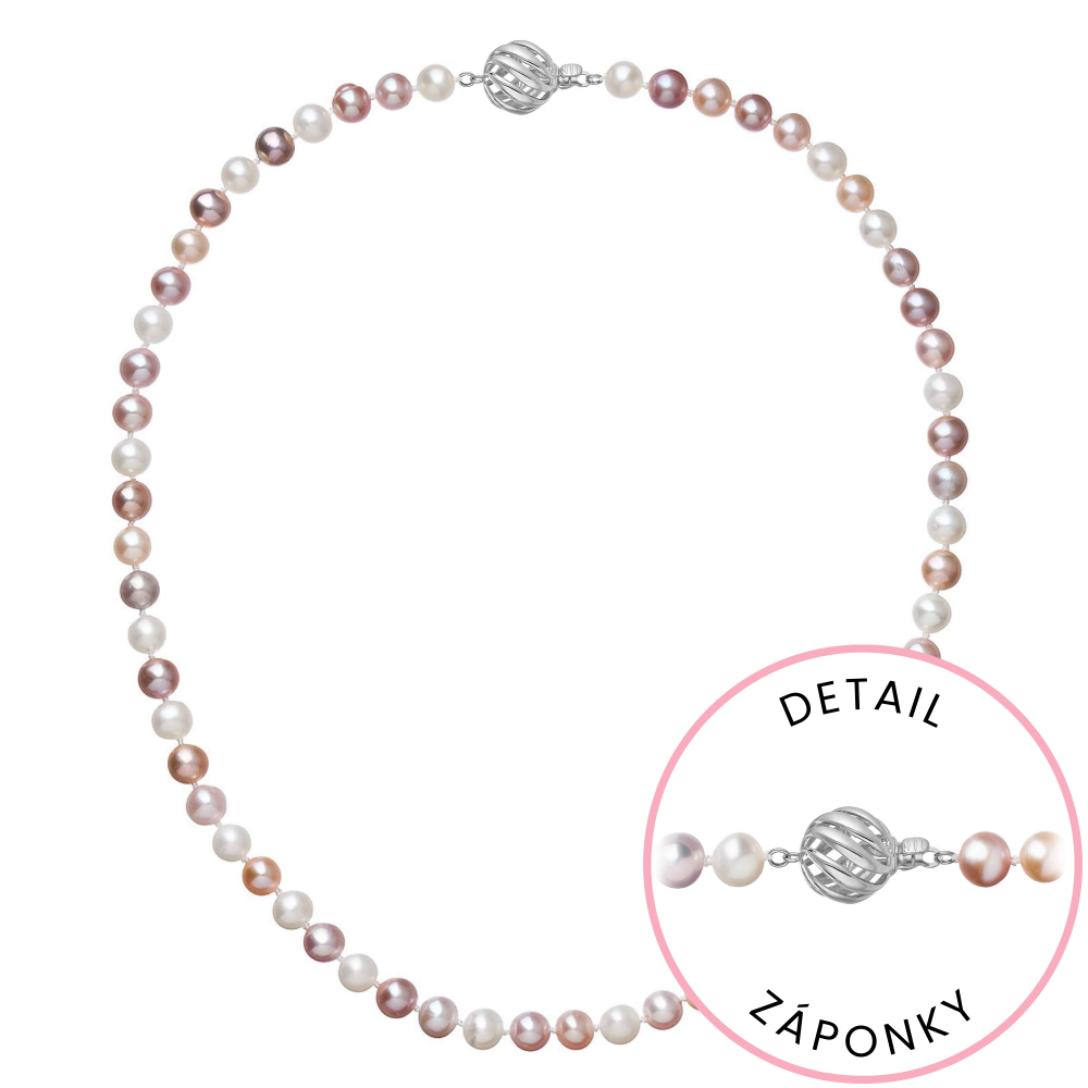 Perlový náhrdelník z říčních perel se zapínáním z bílého 14 karátového zlata 822004.3/9264B multi,Perlový náhrdelník z říčních perel se zapínáním z bí