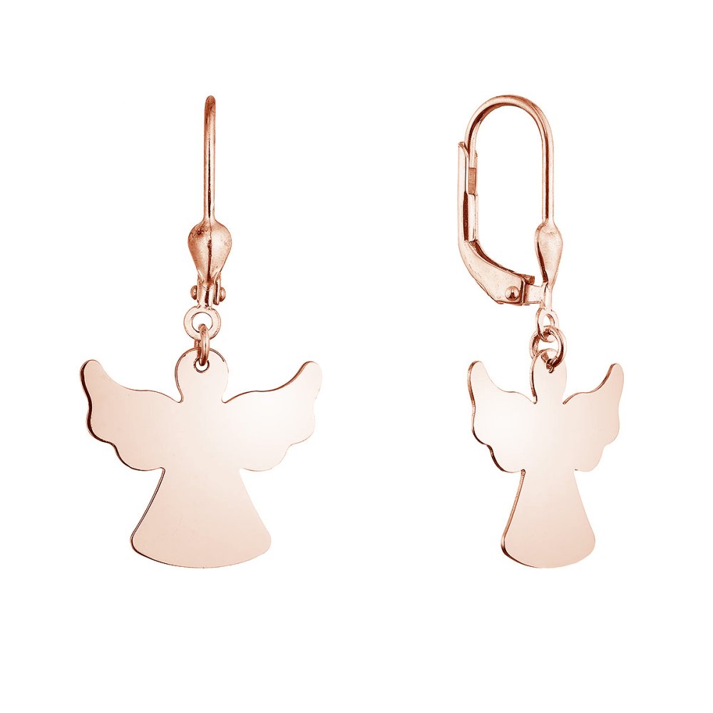 Levně Pozlacené stříbrné náušnice andělé 61133 rose gold