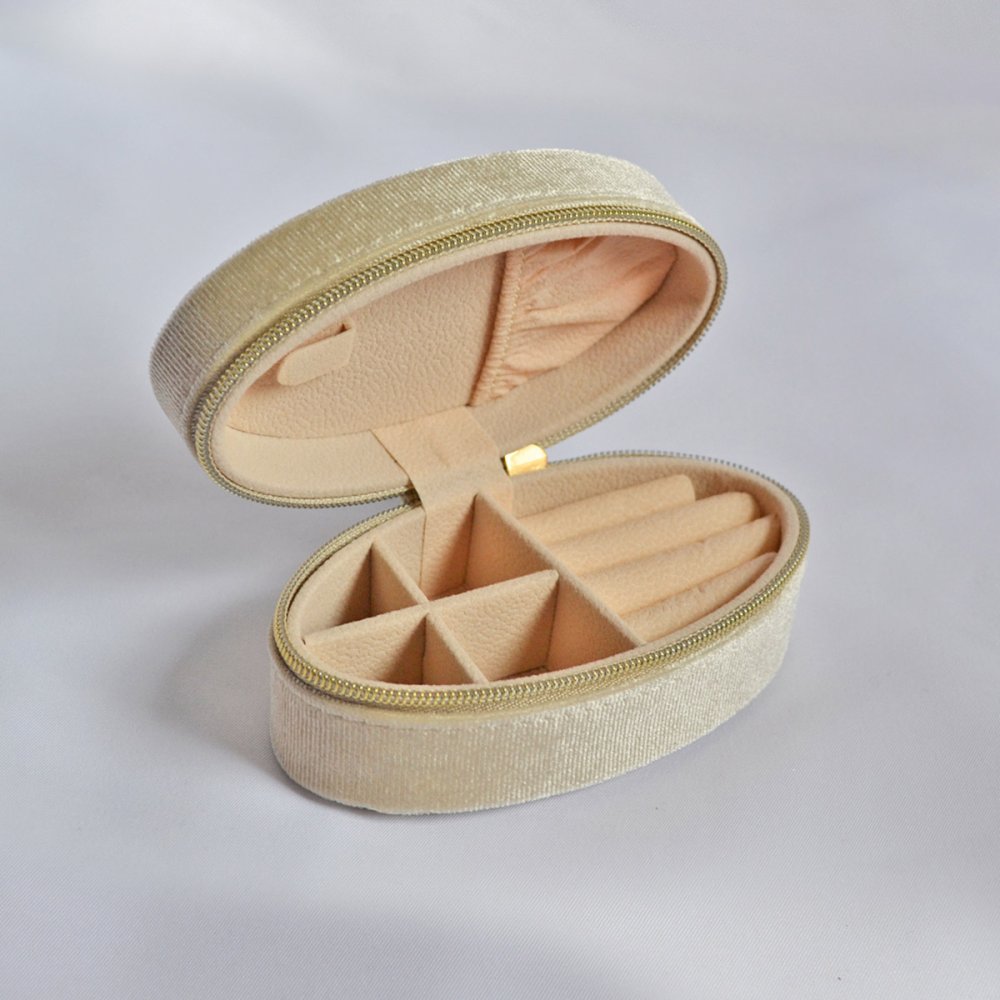 Šperkovnice oválná na zip SK0002 béžová