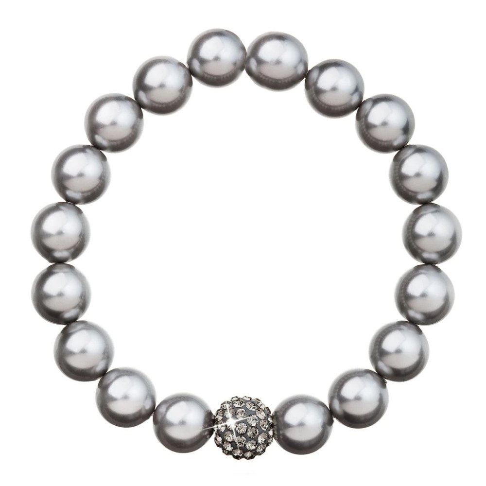 Levně Náramek šedý perlový se Swarovski Elements 33074.3 Light Grey