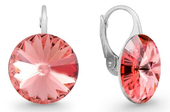 Náušnice růžové Rivoli se Swarovski Elements Sweet Candy KA112214RP Rose Peach 14 mm