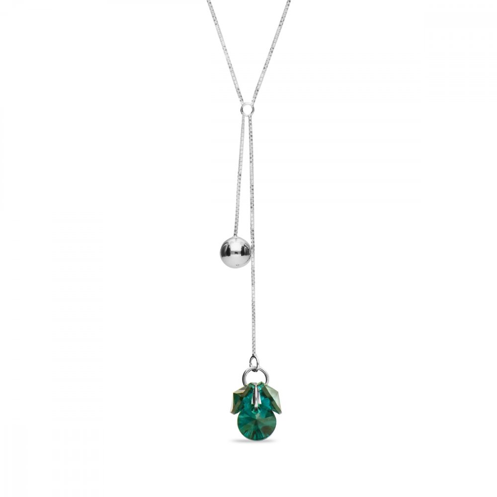Levně Náhrdelník zelený se Swarovski Elements Vinber NKL6428EM Emerald