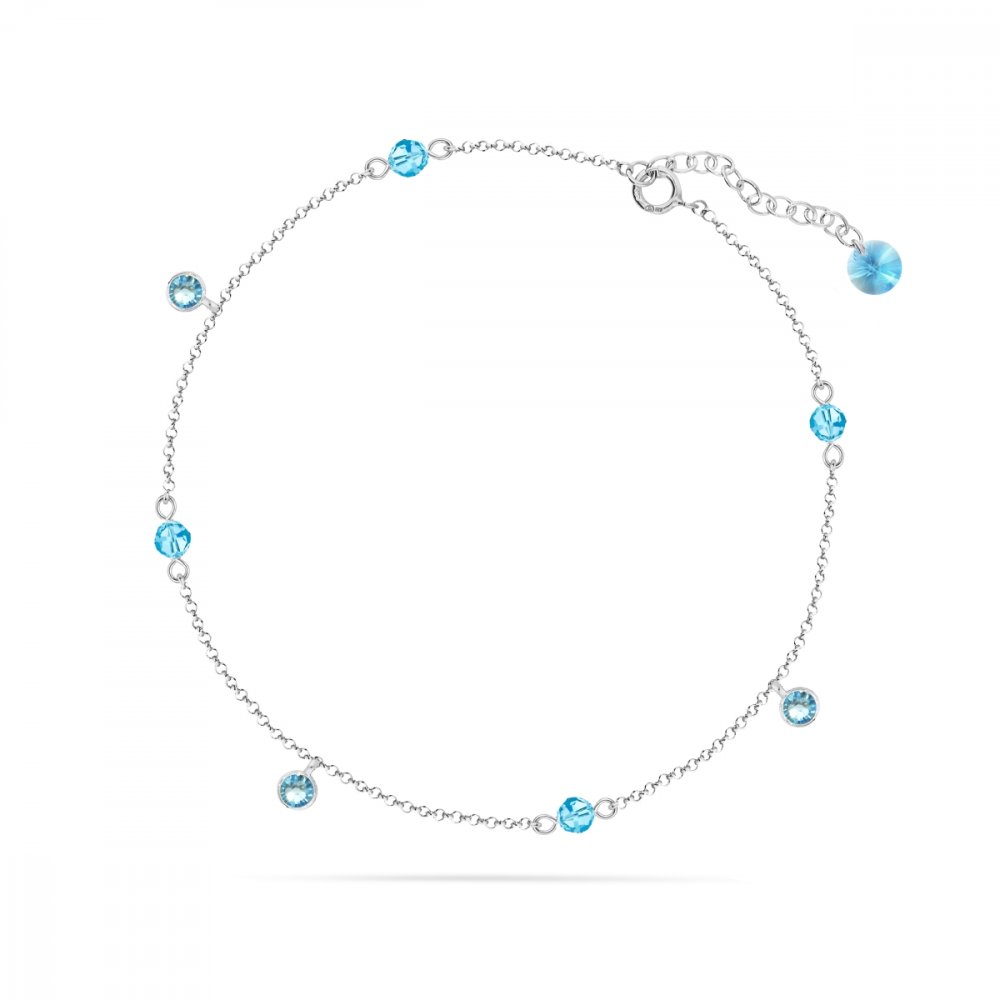 Řetízek na nohu modrý se Swarovski Elements Kalo BA20385000AQ Aqua