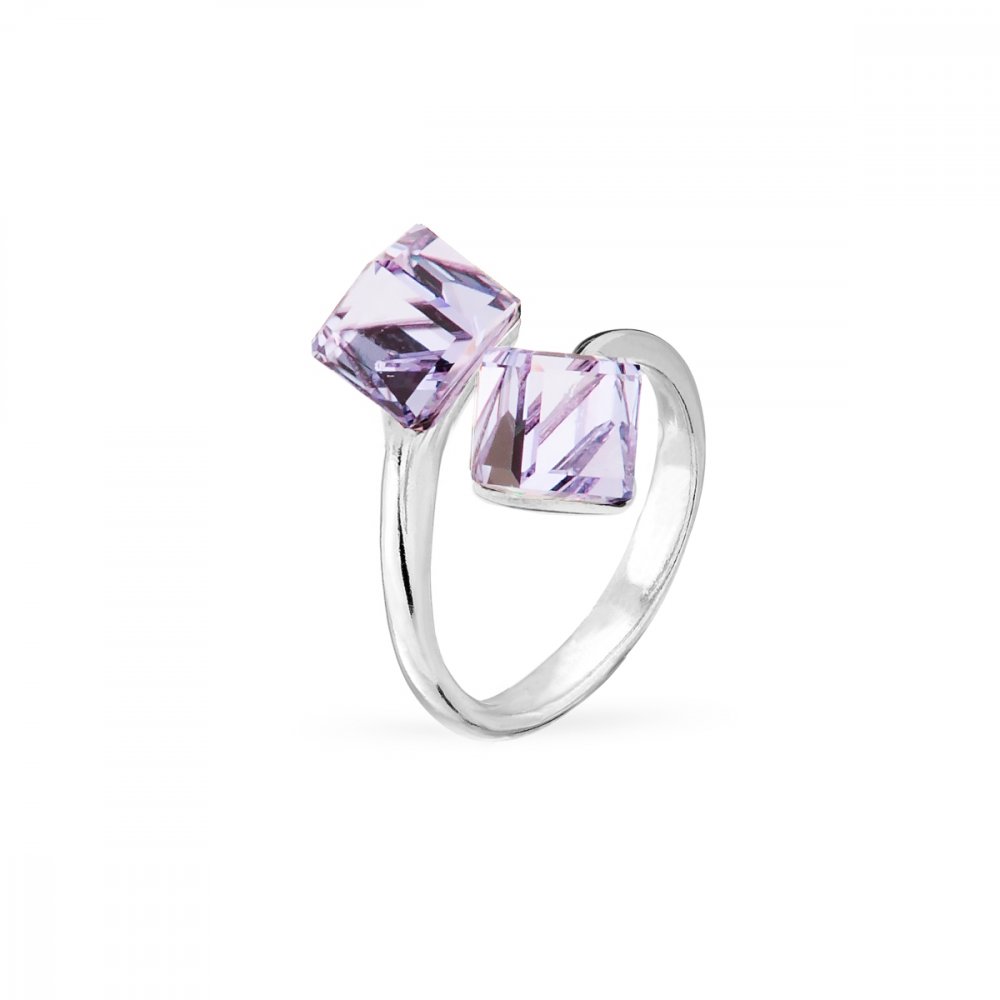 Prsten se Swarovski Elements Cube P48416PV Violet 6 mm