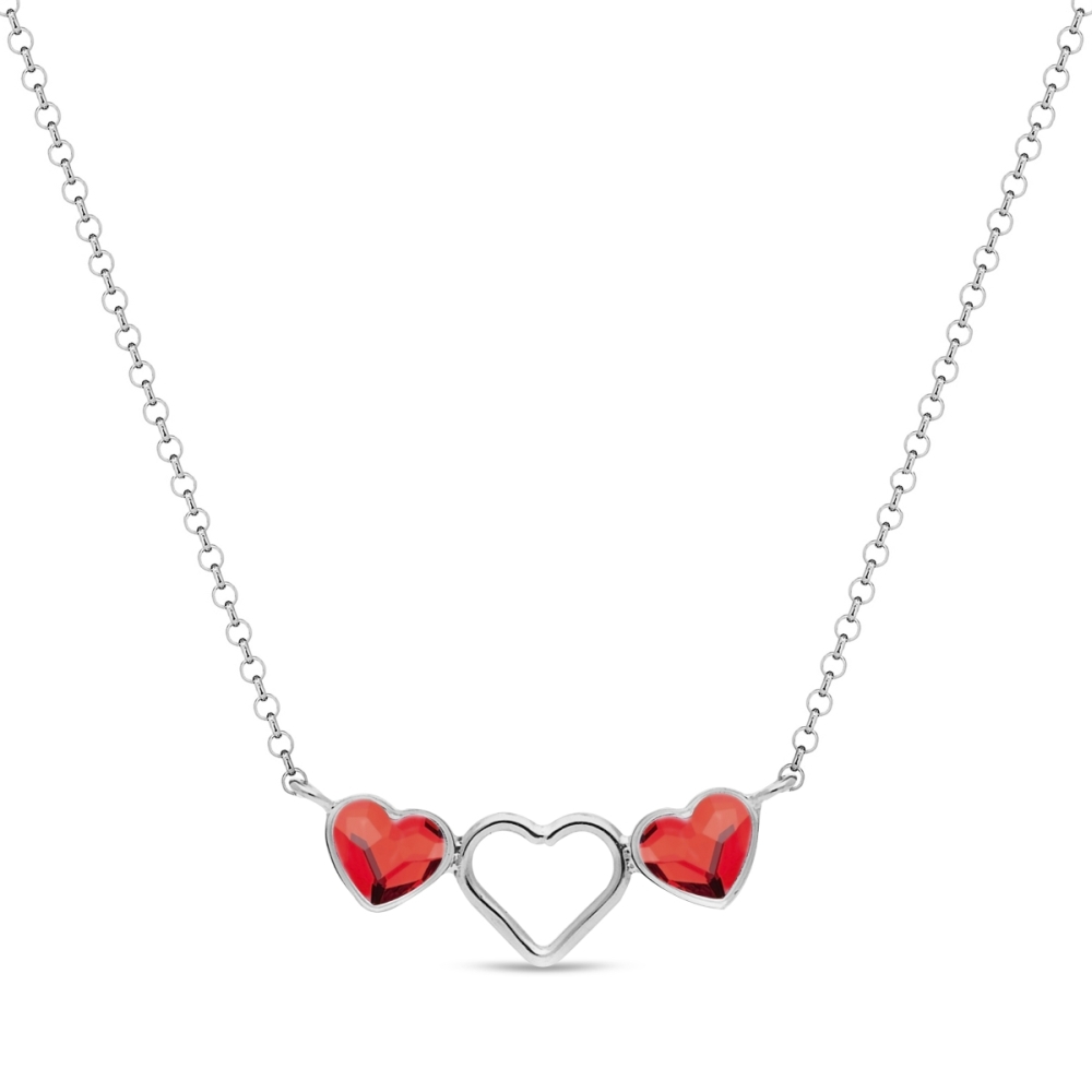 Náhrdelník červený se Swarovski Elements Cuori N280862LSI Light Siam L