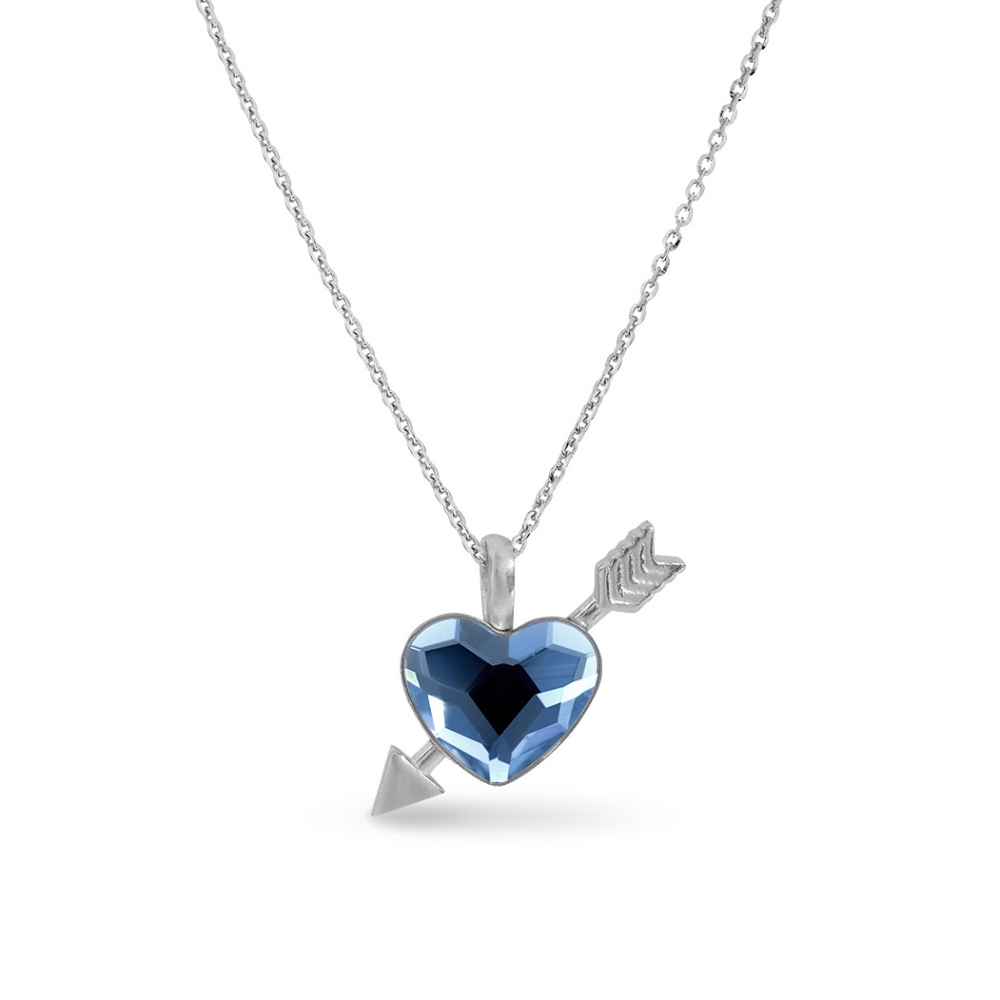 Levně Náhrdelník modrý se Swarovski Elements srdce Heart NS2808DB Denim Blue