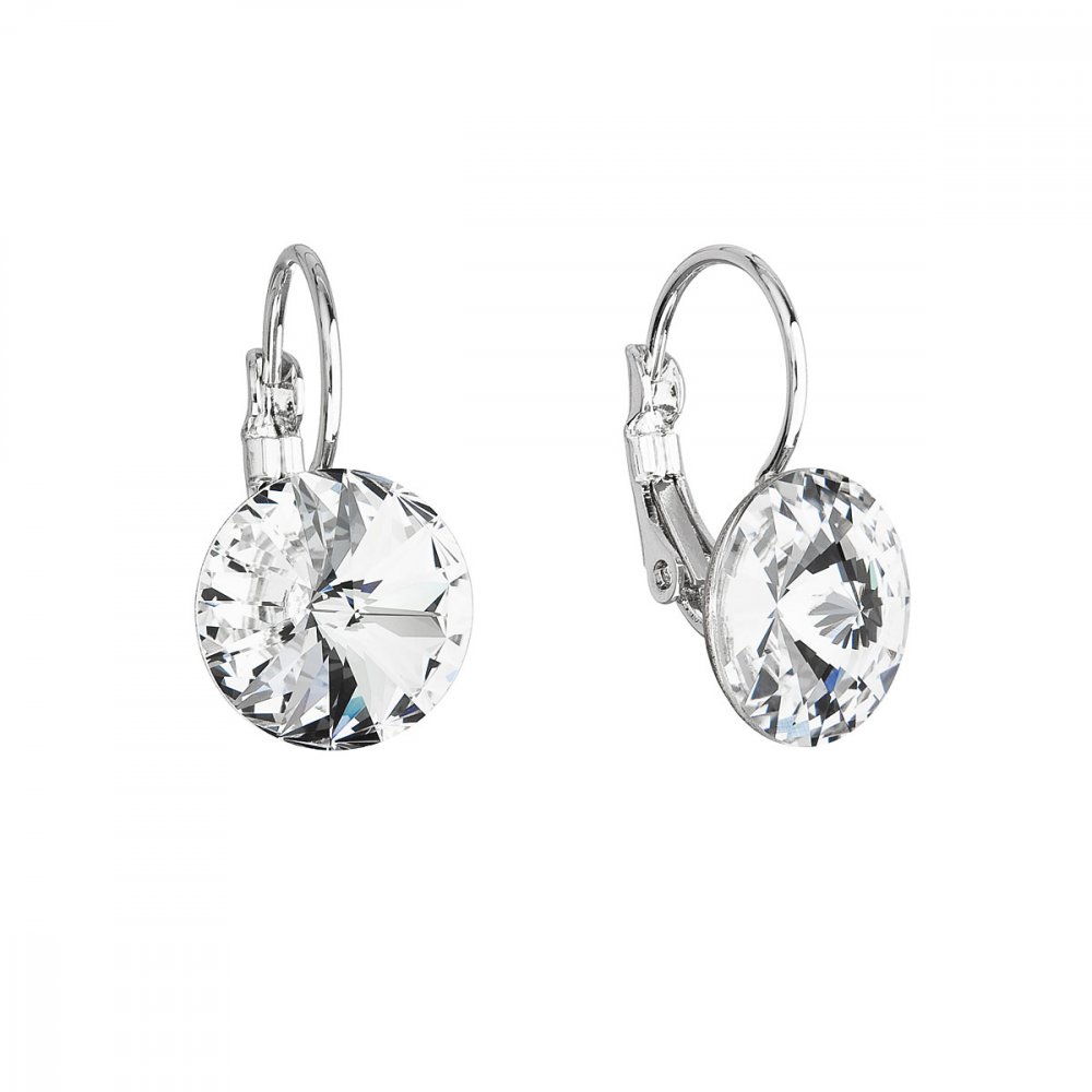 Náušnice bižuterie s křišťály Preciosa bílé kulaté 51002.1 Krystal