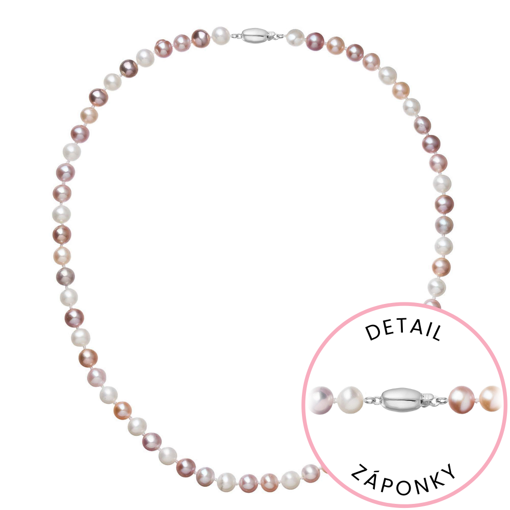 Perlový náhrdelník z říčních perel se zapínáním z bílého 14 karátového zlata 822004.3/9271B multi,Perlový náhrdelník z říčních perel se zapínáním z bí
