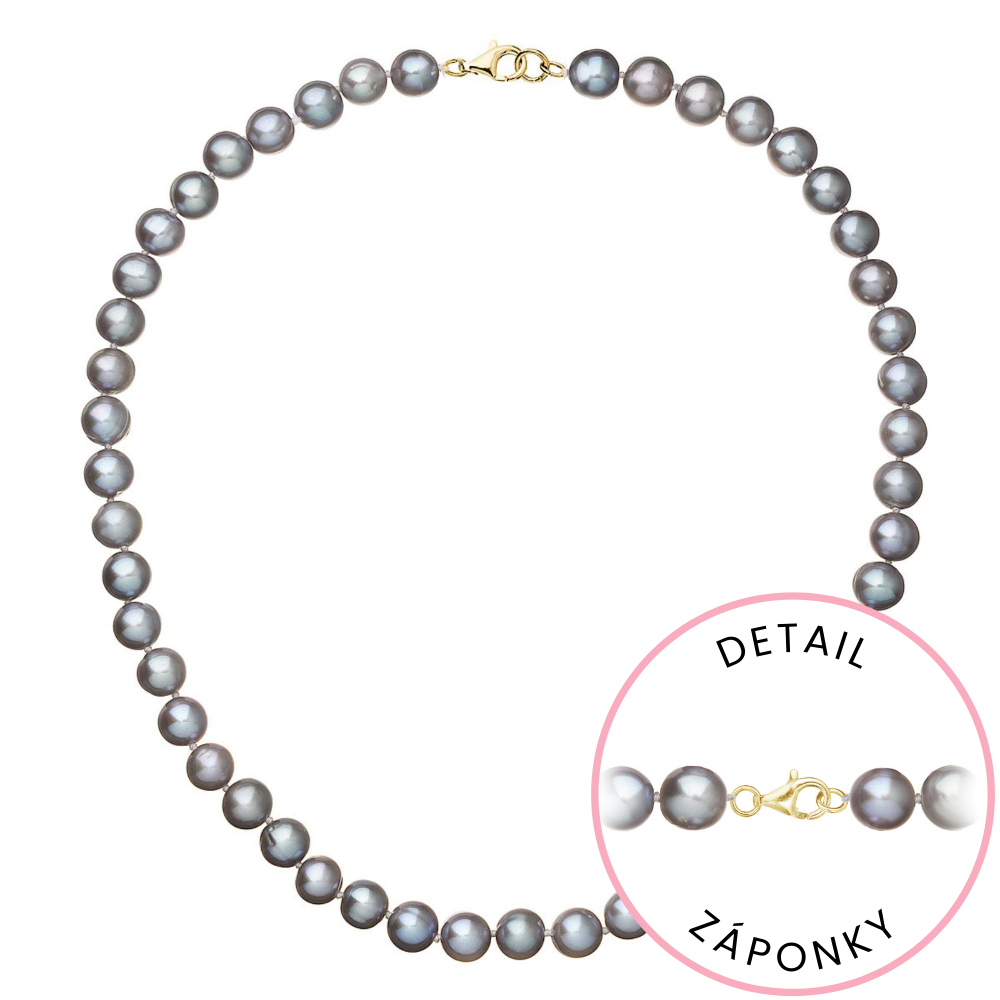 Perlový náhrdelník z říčních perel se zapínáním ze 14 karátového zlata 922028.3/9260 grey,Perlový náhrdelník z říčních perel se zapínáním ze 14 karáto