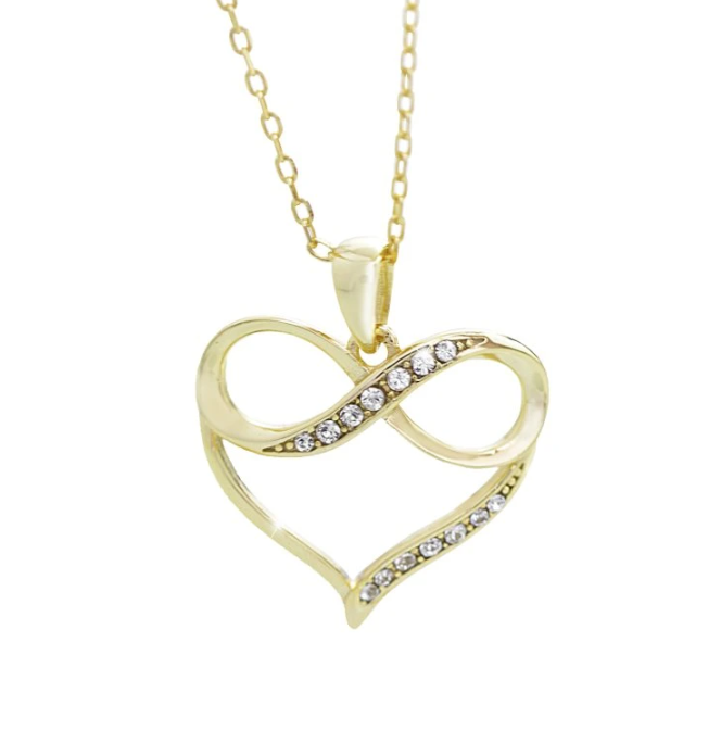 Pozlacený stříbrný náhrdelník se Swarovski Elements srdce Krystal