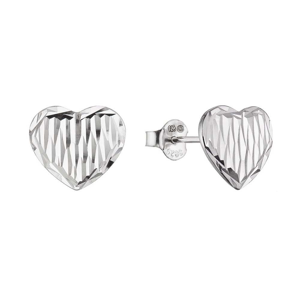 Stříbrné náušnice srdce 61098