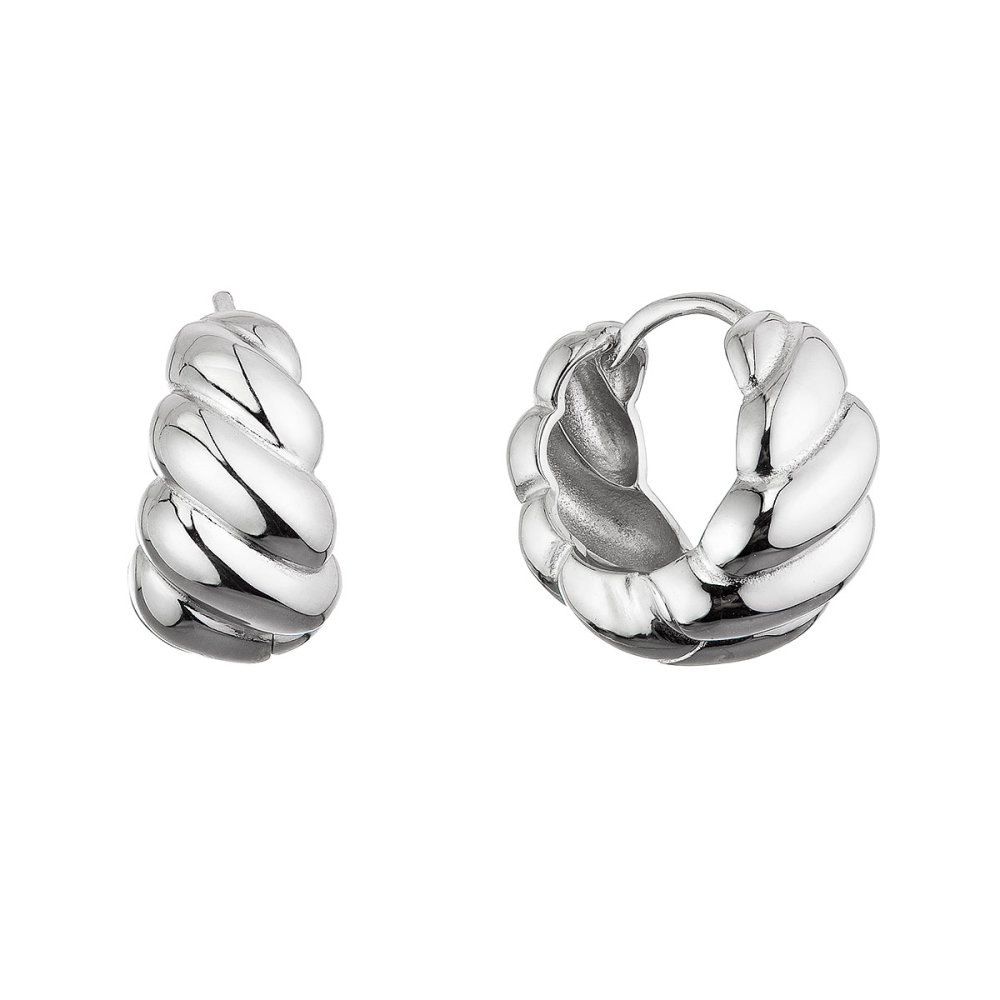 Stříbrné náušnice kruhy CROISSANT 61080