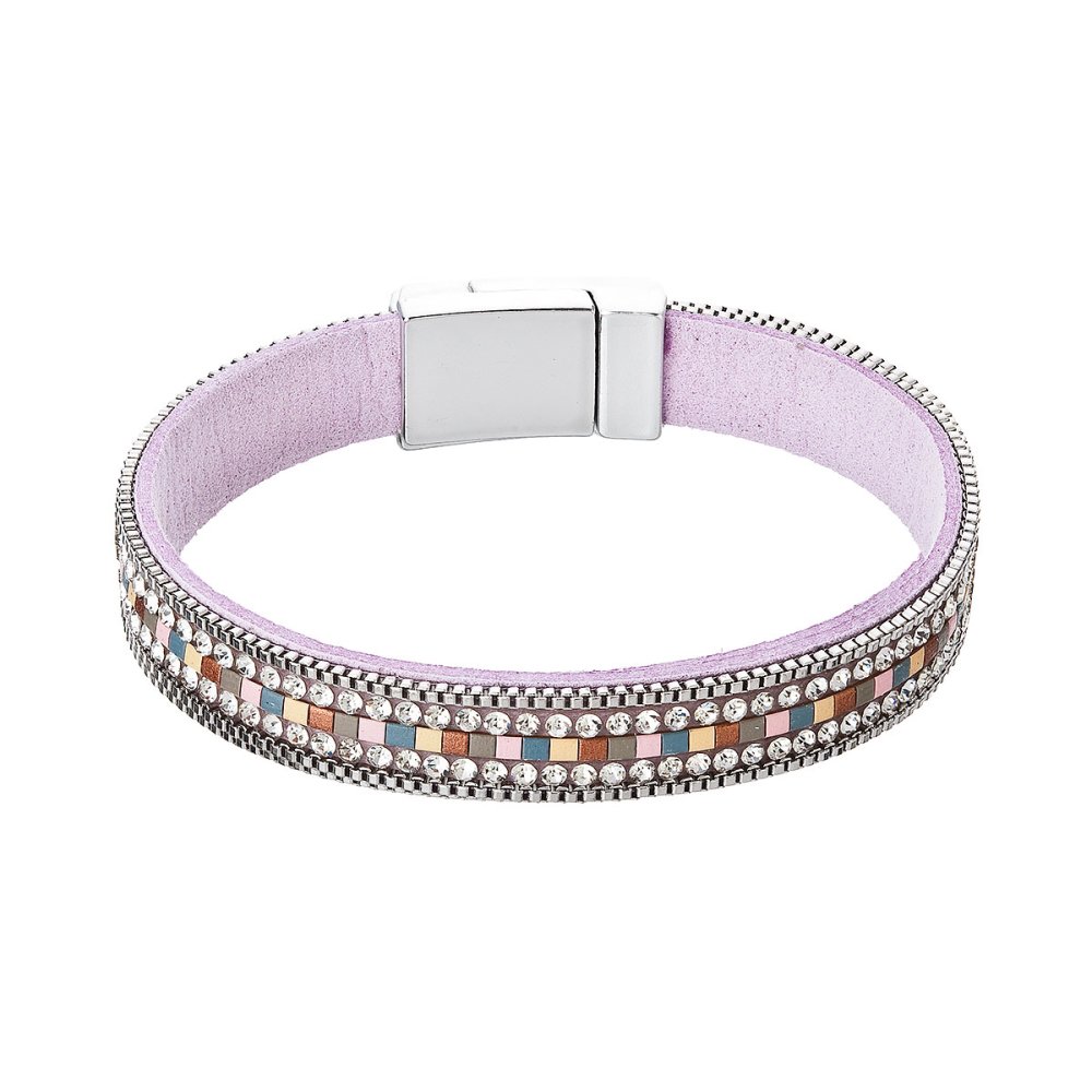 Levně Náramek mix barev textilní 53008.3 purple