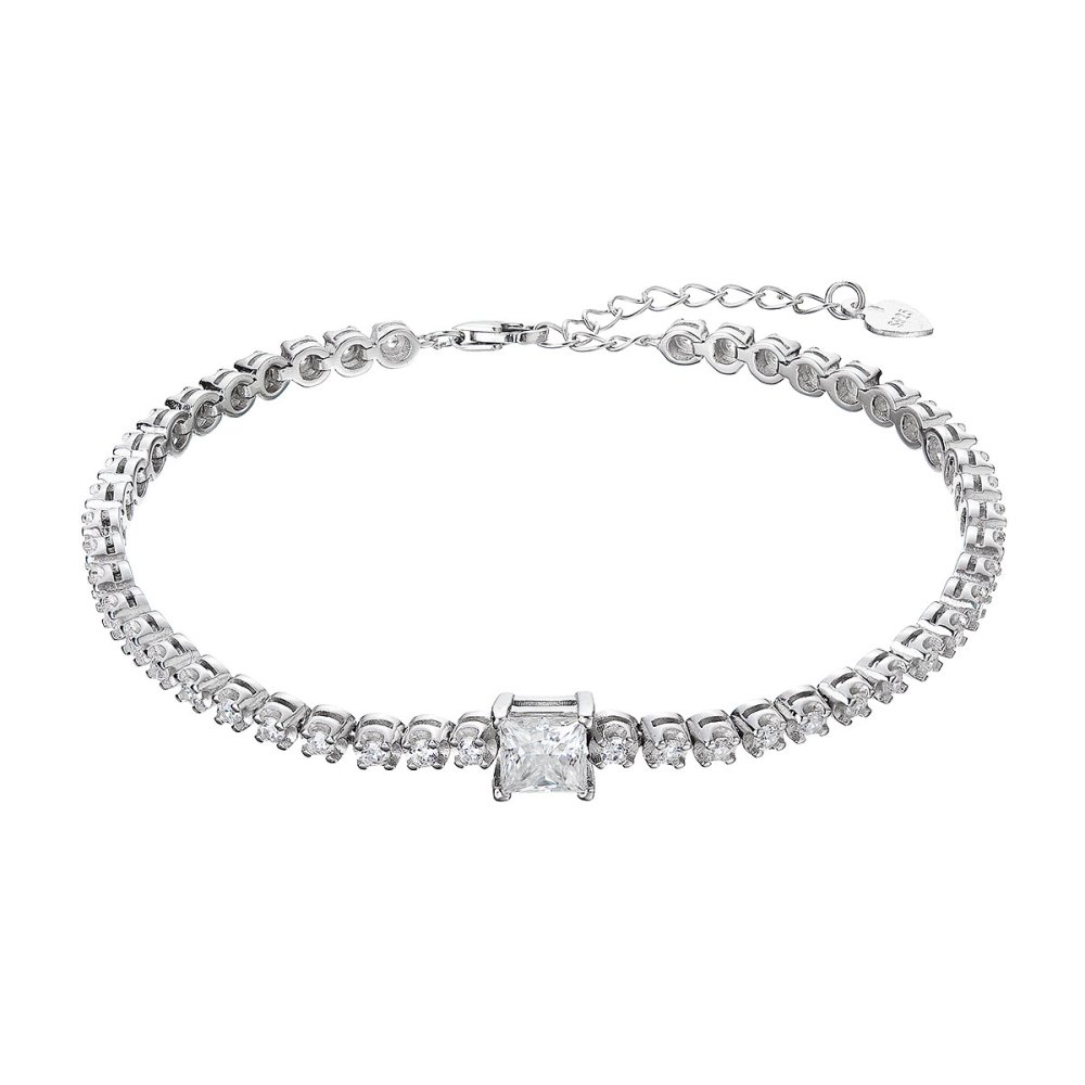 Stříbrný náramek CHLOE 13M00003 moissanite