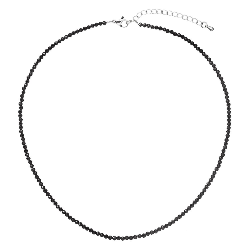 Levně Náhrdelník s pravými black spinel kameny 42012.3 ocel