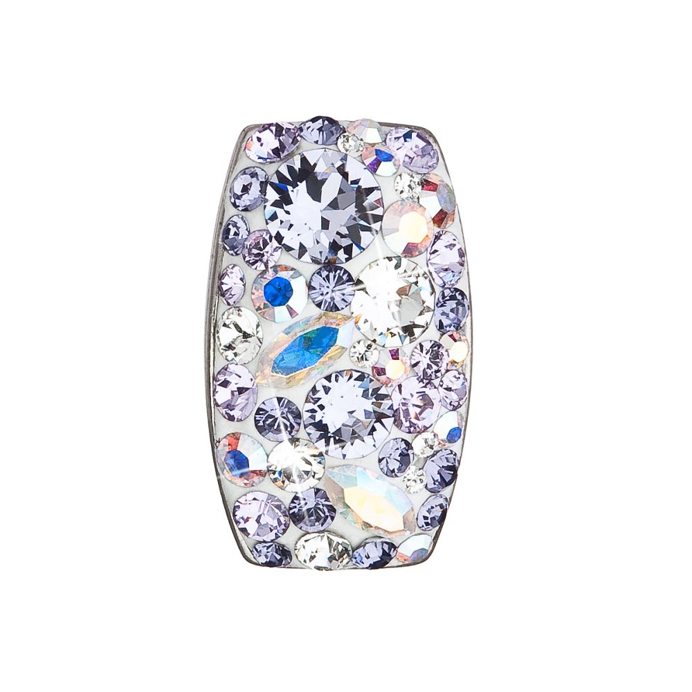 Levně Stříbrný přívěsek s krystaly Swarovski fialový obdélník 34194.3 Violet